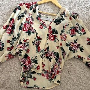 Christy Dawn Floral Blouse in Cream and Red